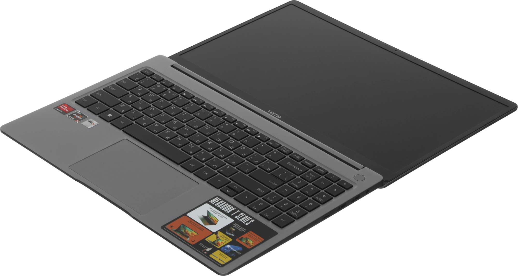 Ноутбук Tecno MegaBook T15DA, 15.6", IPS, AMD Ryzen 5 7430U, DDR4 8ГБ, SSD 512ГБ, AMD Radeon Graphics, серый (71003300345) от официального дилера в России
