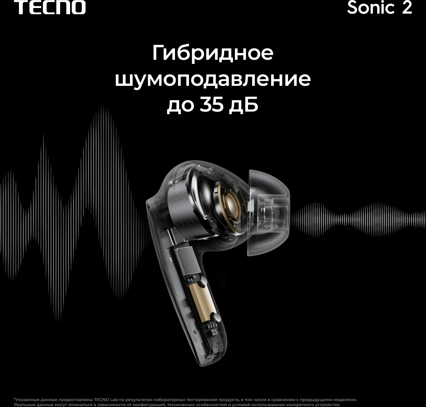 Беспроводные наушники Tecno Sonic 2, белый (sc02 white) от официального дилера в России