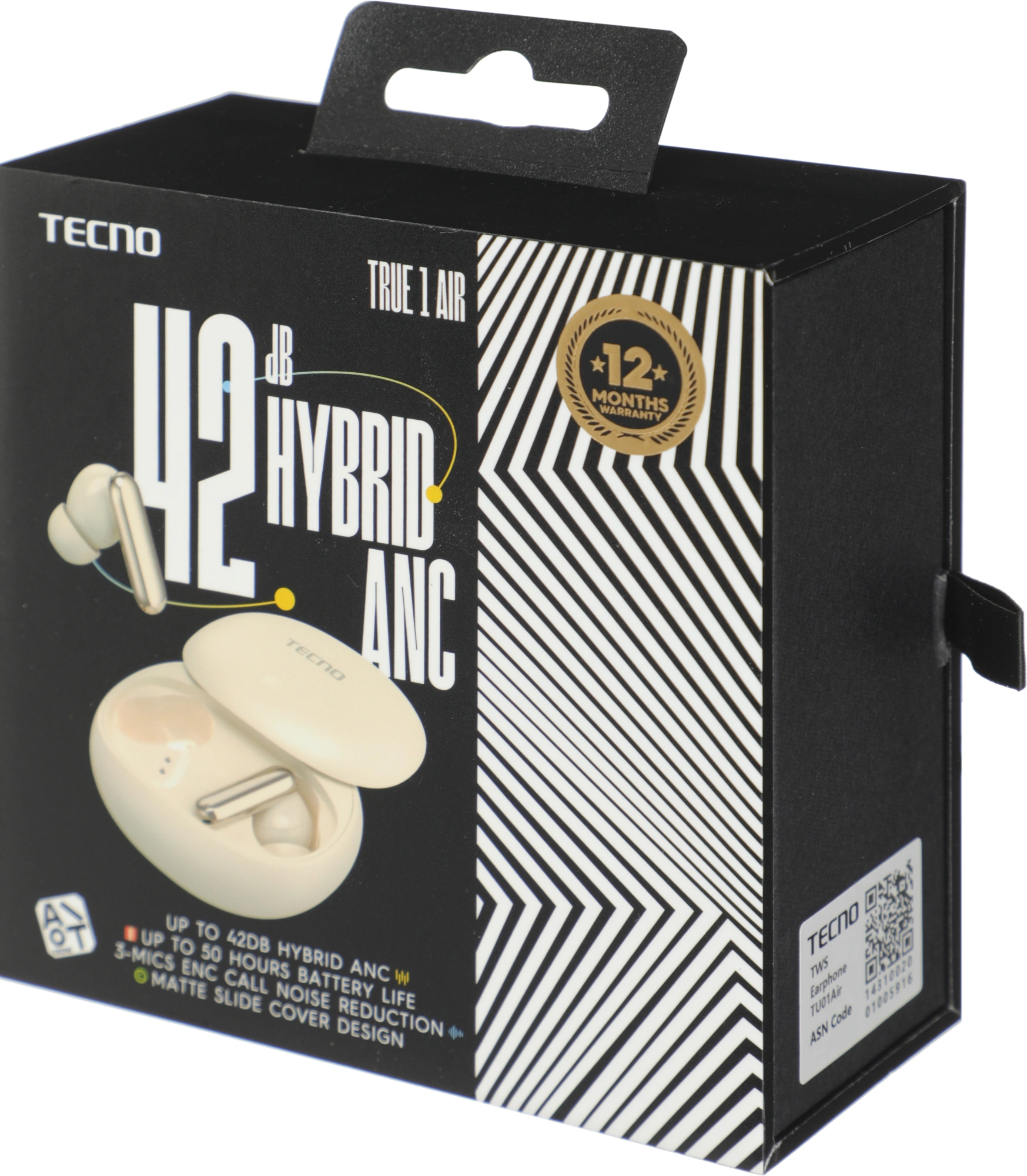 Беспроводные наушники Tecno True 1 Air, кремовый (tu01 air creamy white) от официального дилера в России