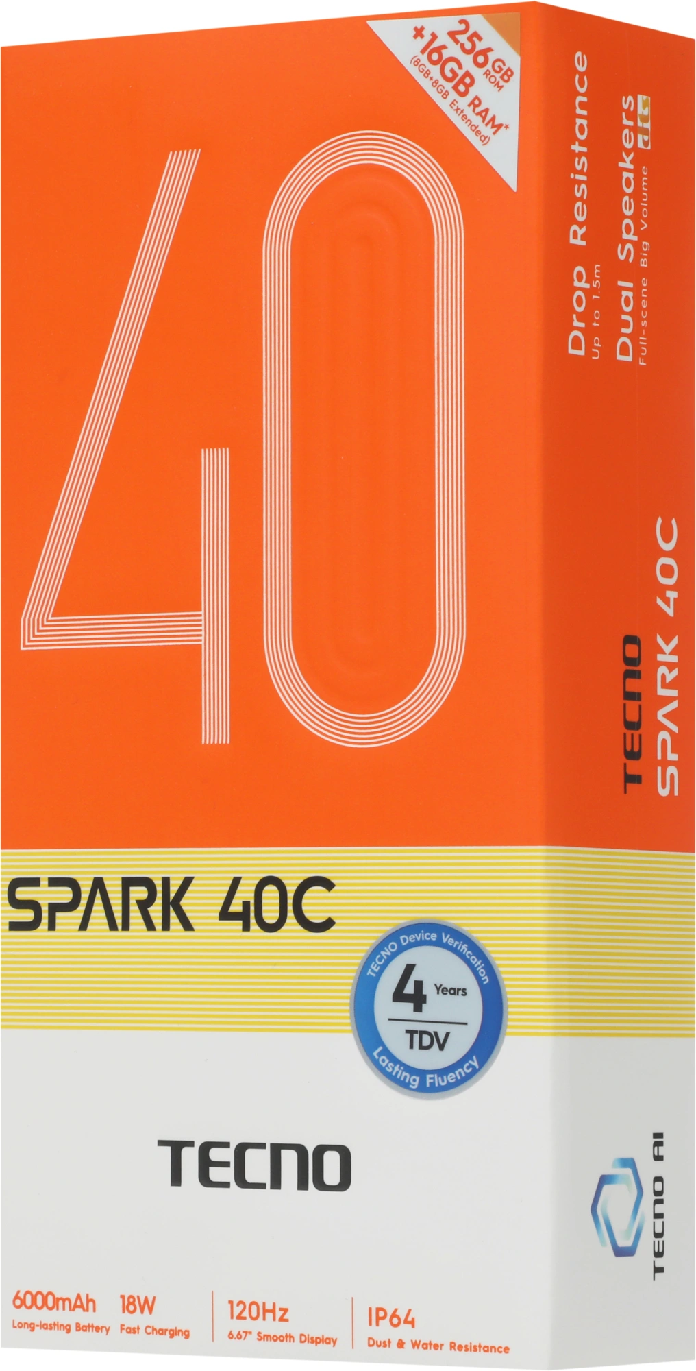 Смартфон Tecno Spark 40C 8ГБ/256ГБ, серый (km4k 256+8 titanium grey) от официального дилера в России