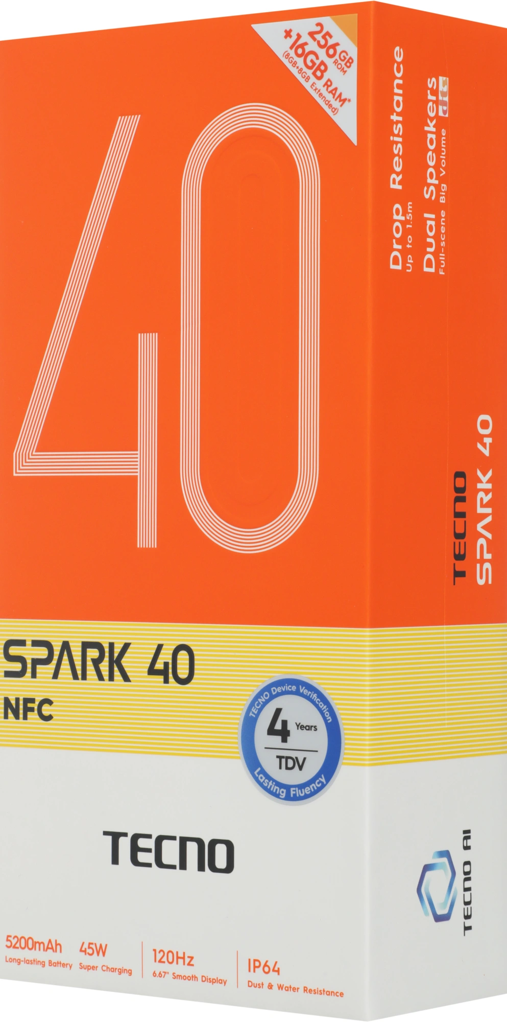 Смартфон Tecno Spark 40 8ГБ/256ГБ, белый (km5n 256+8 veil white) от официального дилера в России