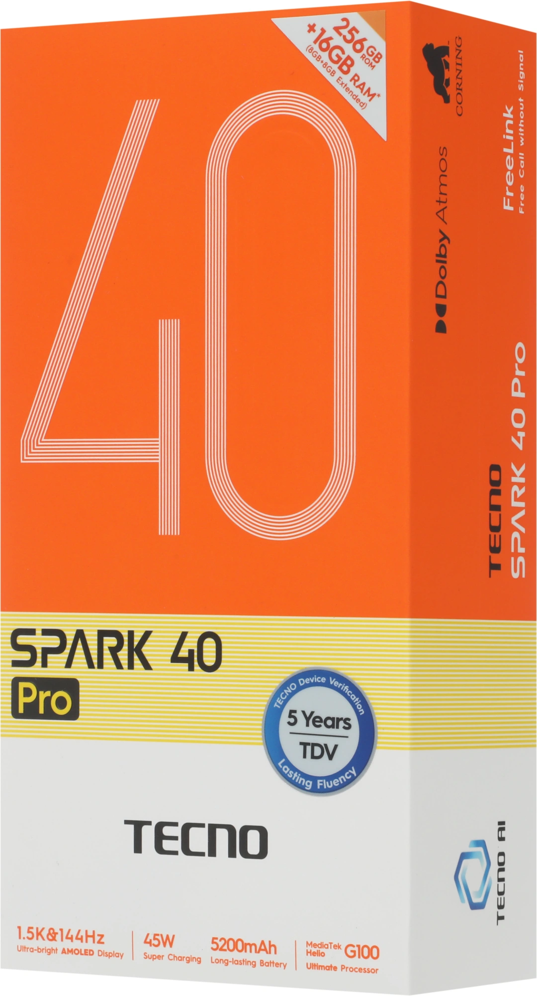 Смартфон Tecno Spark 40 Pro 8ГБ/256ГБ, черный (km6 256+8 ink black) от официального дилера в России