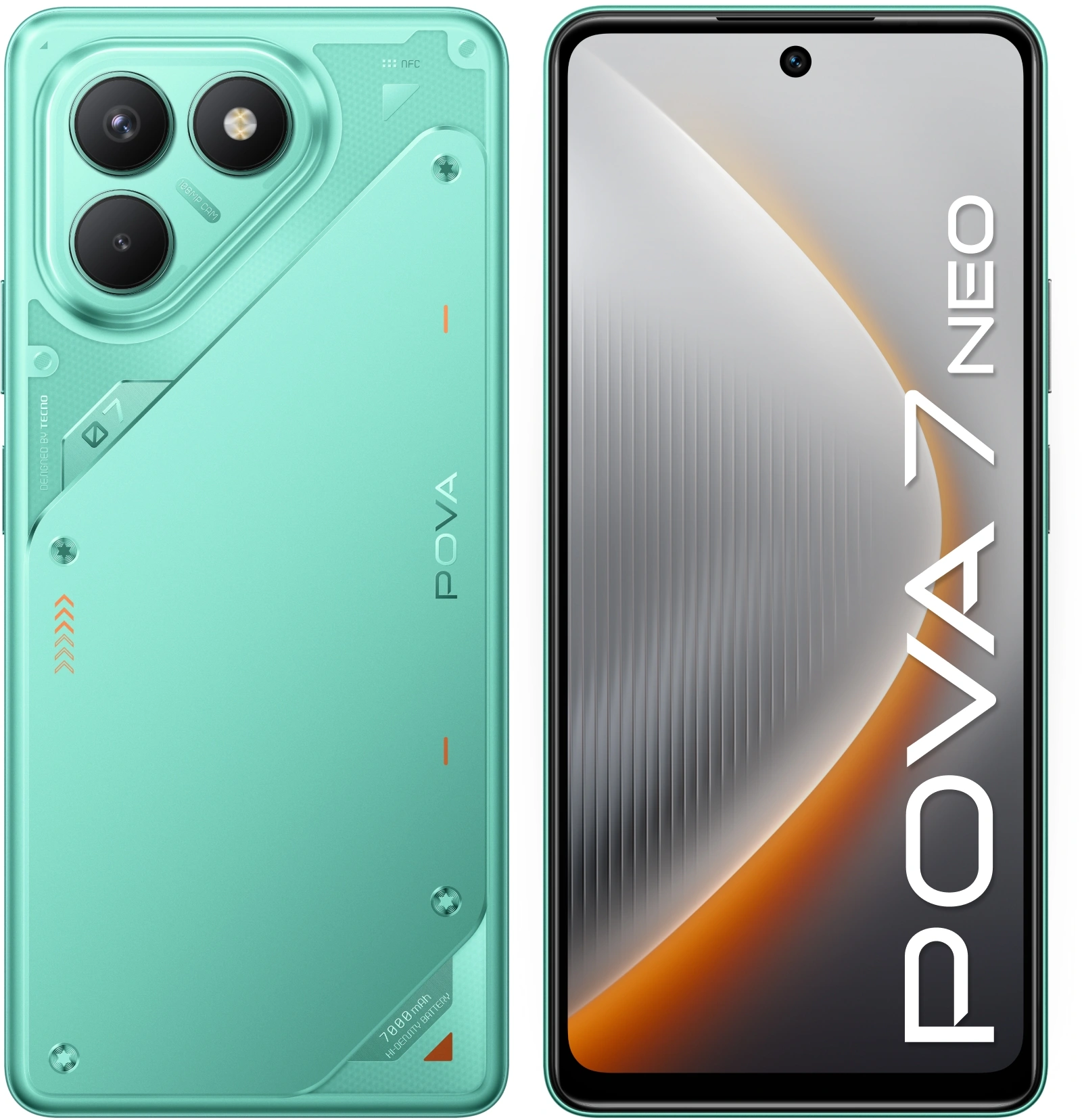 Смартфон Tecno Pova 7 Neo 8ГБ/256ГБ, зеленый (lj6 256+8 neon cyan) от официального дилера в России