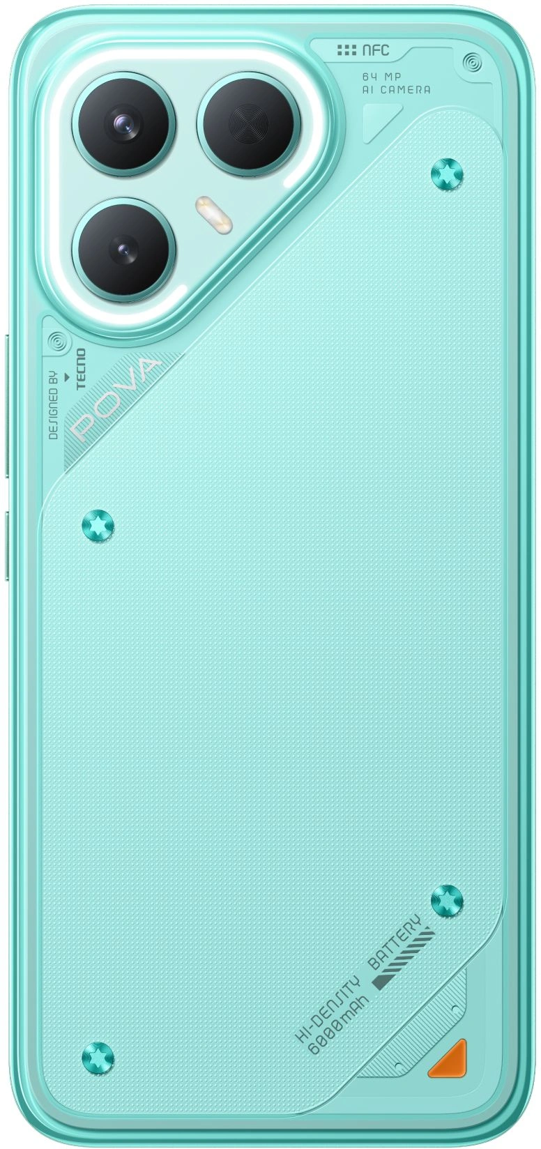 Смартфон Tecno Pova 7 Pro 5G 8ГБ/256ГБ, зеленый (lj8 256+8 neon cyan) от официального дилера в России