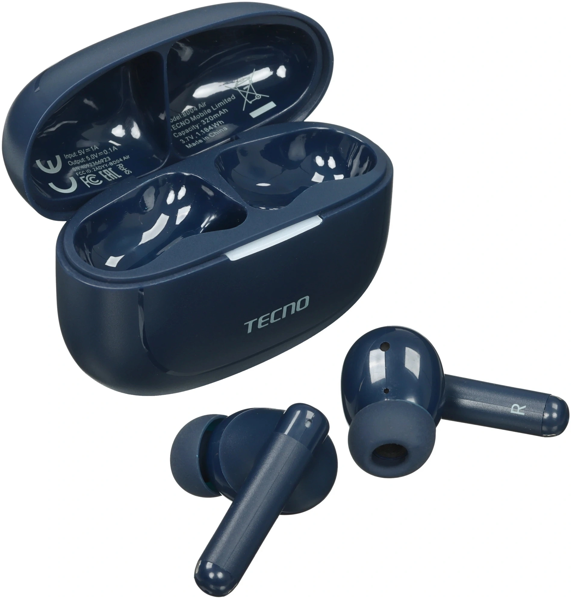 Беспроводные наушники Tecno Buds 4 Air, синий (bd04 air midnight blue) от официального дилера в России