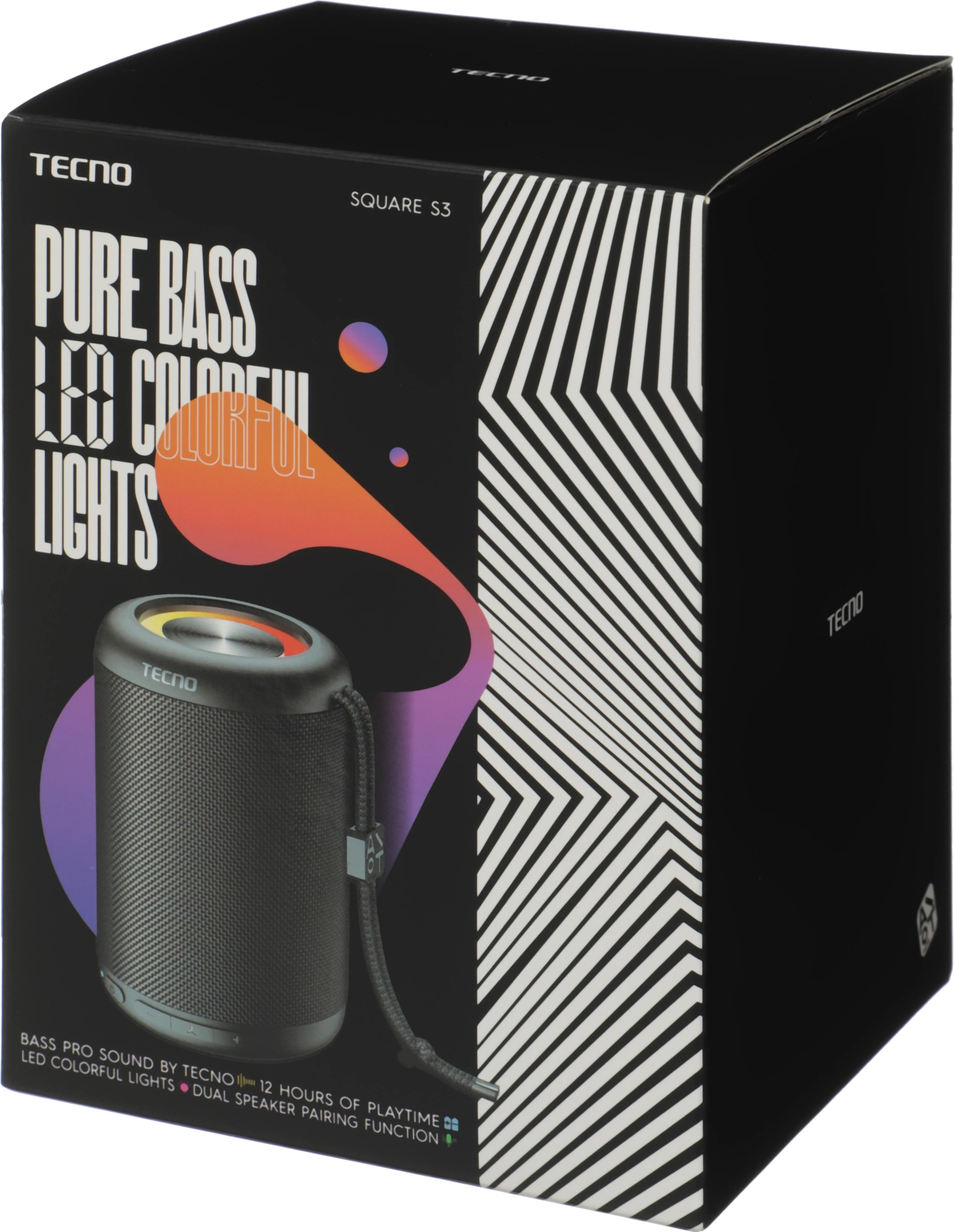 Колонка портативная Tecno S3 Square, 3Вт, черный (s3) от официального дилера в России