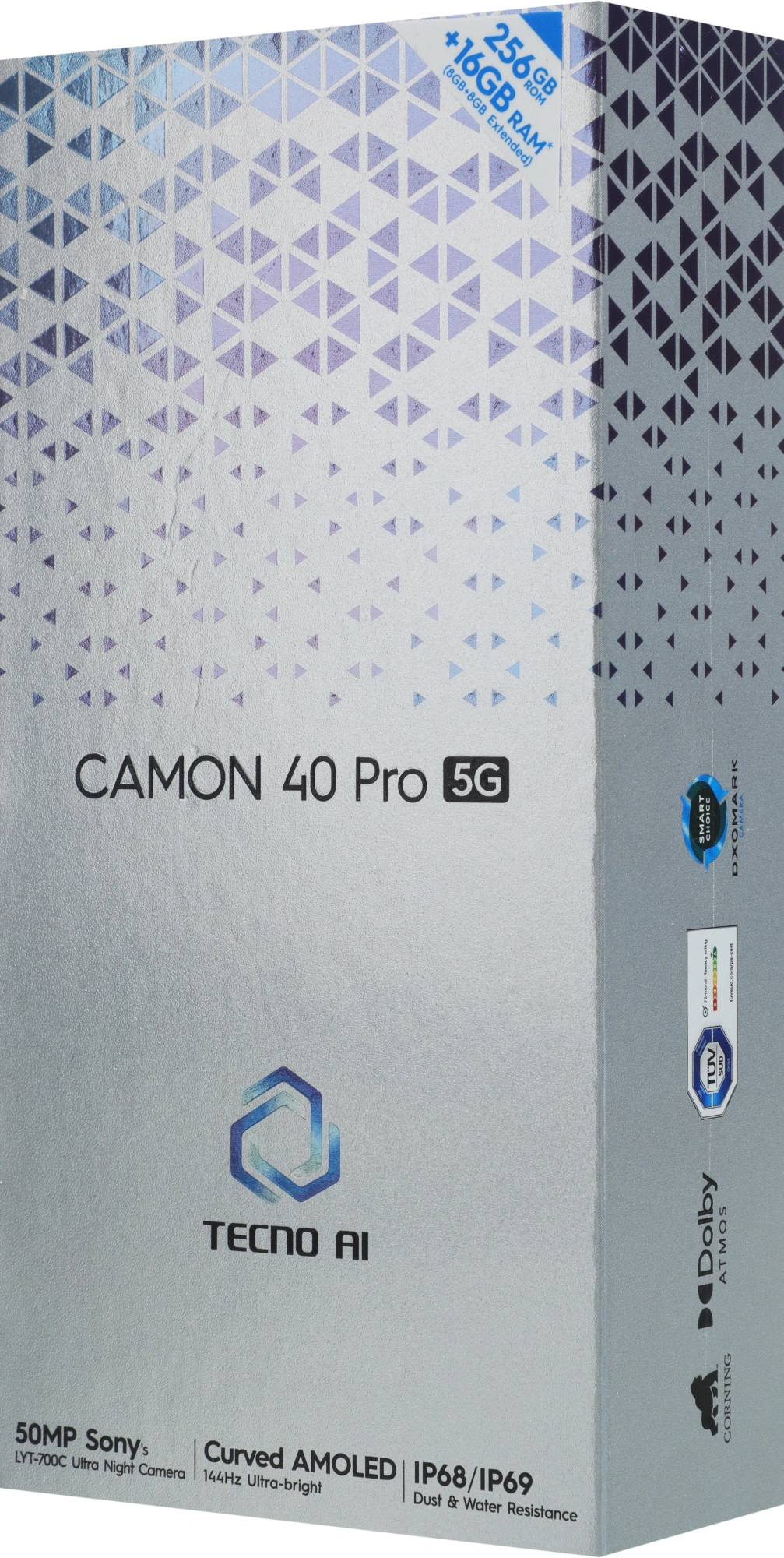 Смартфон Tecno Camon 40 Pro 5G 8ГБ/256ГБ, титановый (cm7 256+8 sandy titanium) от официального дилера в России