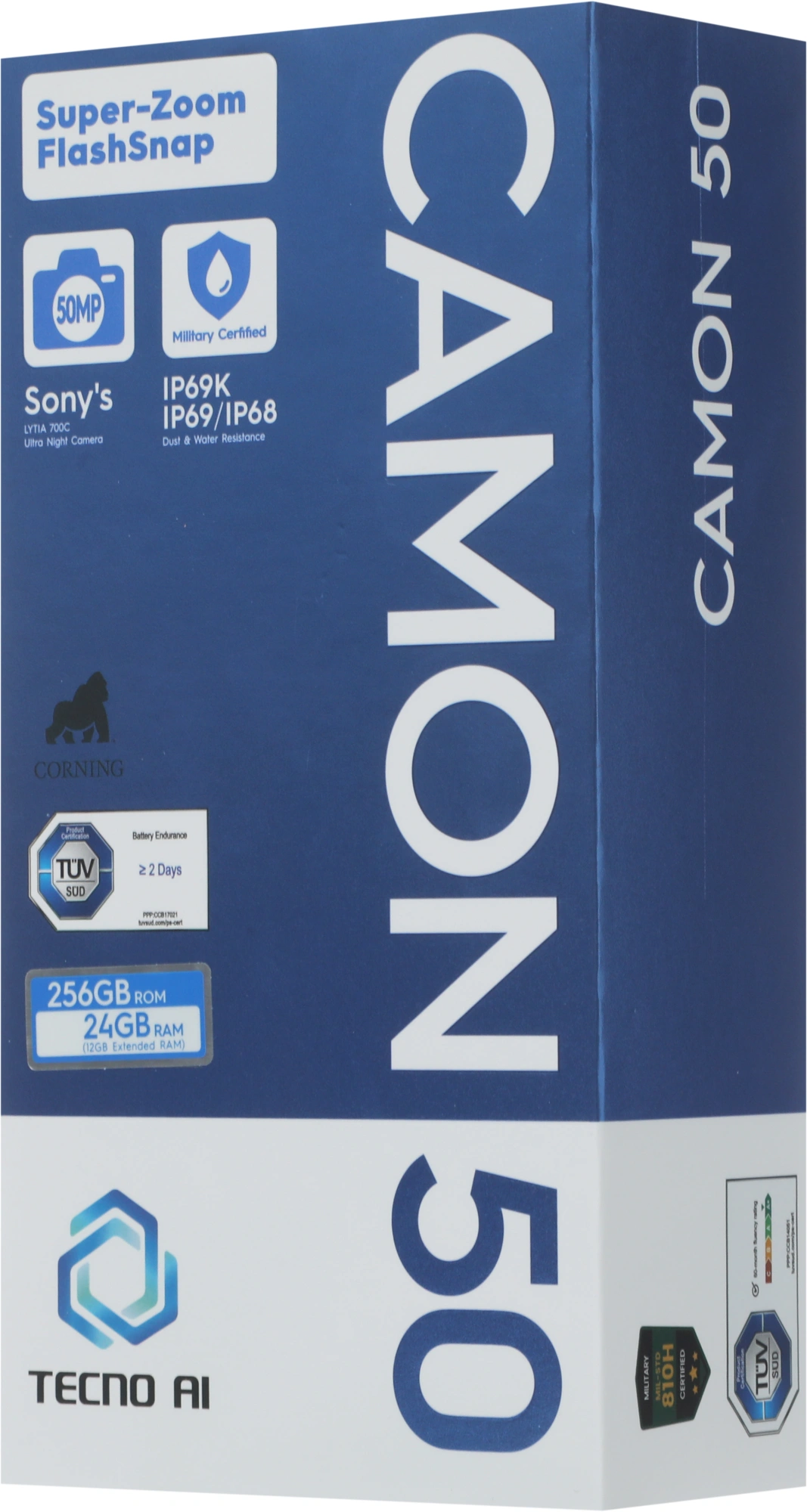 Смартфон Tecno Camon 50 12ГБ/256ГБ, черный (cn5 256+12 moonshadow black) от официального дилера в России