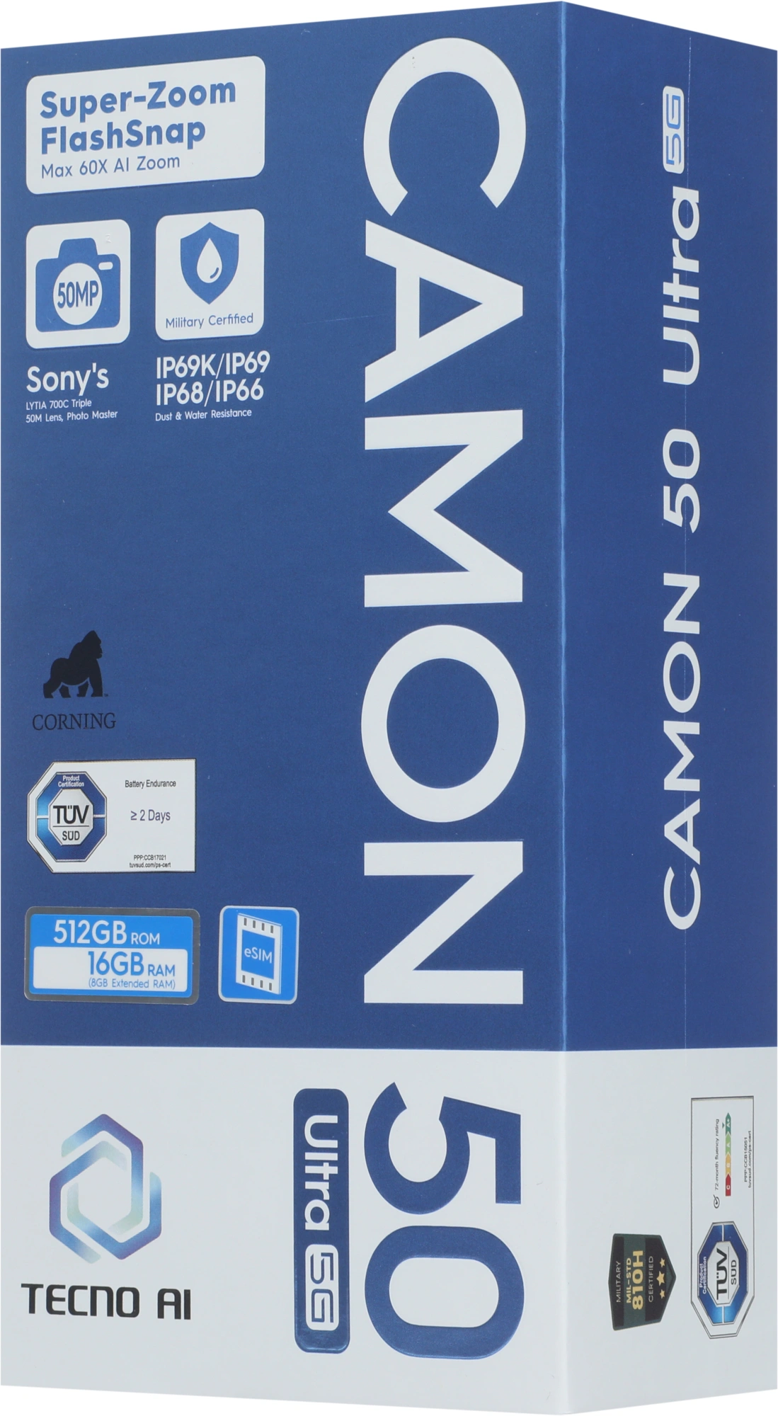 Смартфон Tecno Camon 50 Ultra 5G 8ГБ/512ГБ, черный (cn7c 512+8 moonshadow black) от официального дилера в России