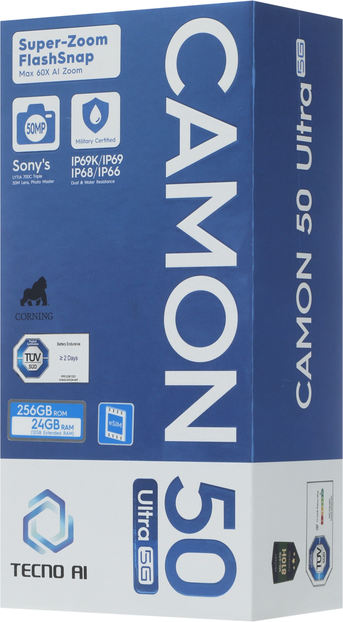 Смартфон Tecno Camon 50 Ultra 5G 12ГБ/256ГБ, черный (cn7c 256+12 moonshadow black) от официального дилера в России