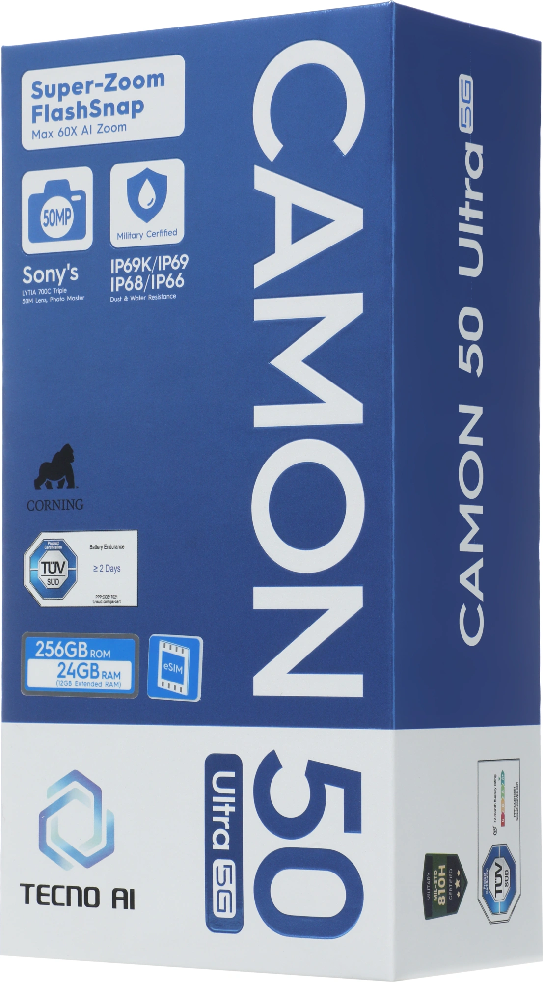 Смартфон Tecno Camon 50 Ultra 5G 12ГБ/256ГБ, титан (cn7c 256+12 nebula titanium) от официального дилера в России