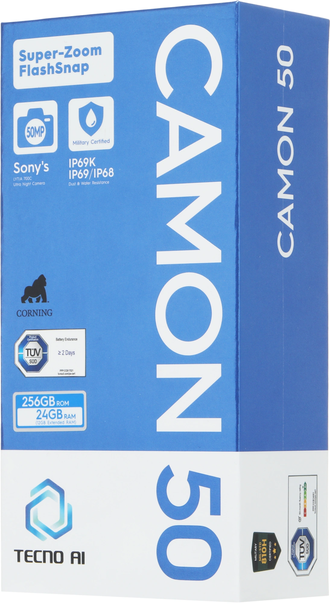Смартфон Tecno Camon 50 12ГБ/256ГБ, зеленый (cn5 256+12 fir green) от официального дилера в России