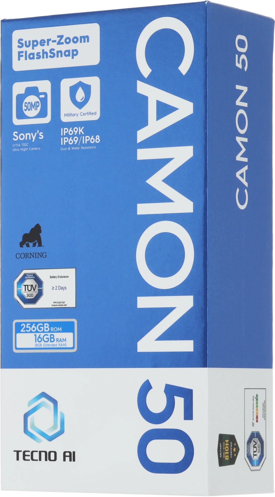 Смартфон Tecno Camon 50 8ГБ/256ГБ, зеленый (cn5 256+8 fir green) от официального дилера в России
