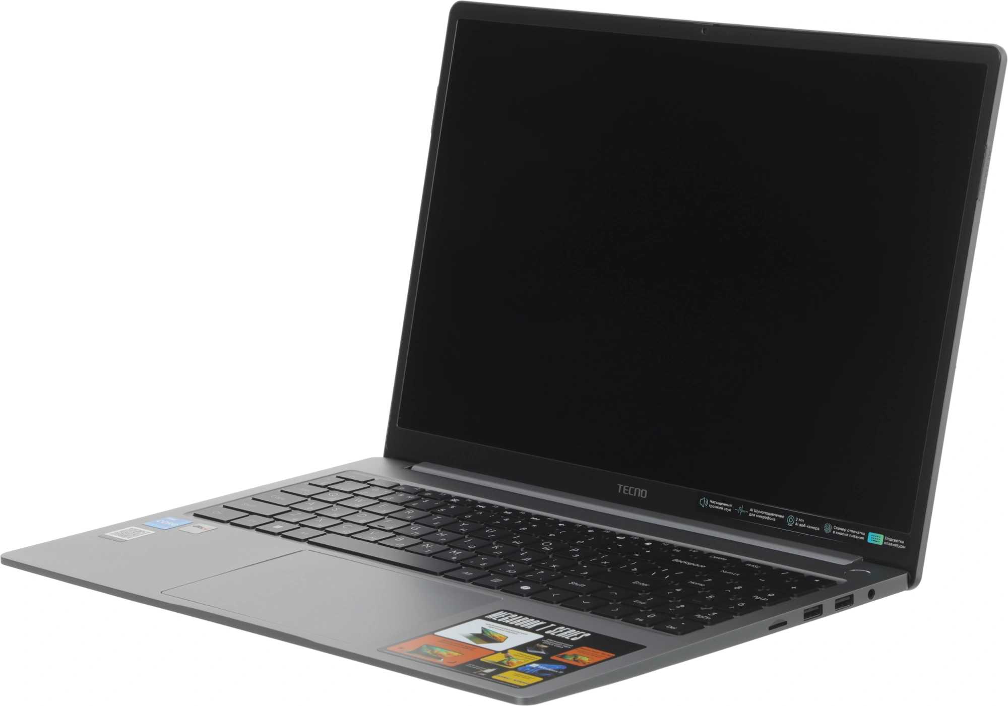 Ноутбук Tecno MegaBook T16RA, 16", IPS, Intel Core i5 13420H, LPDDR4x 16ГБ, SSD 1024ГБ, Intel UHD Graphics, серый (71005000729) от официального дилера в России